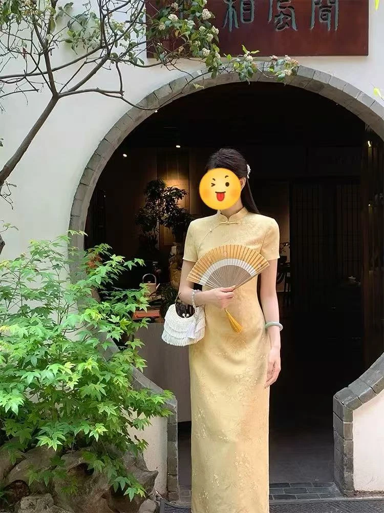 清仓【袅袅江南】新中式复古温婉旗袍连衣裙-1855