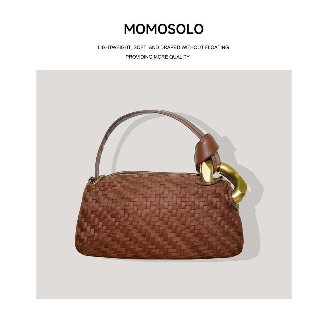 •南筏•2025秋冬牛皮手工编织麂皮手提饭盒包单肩斜挎包259634