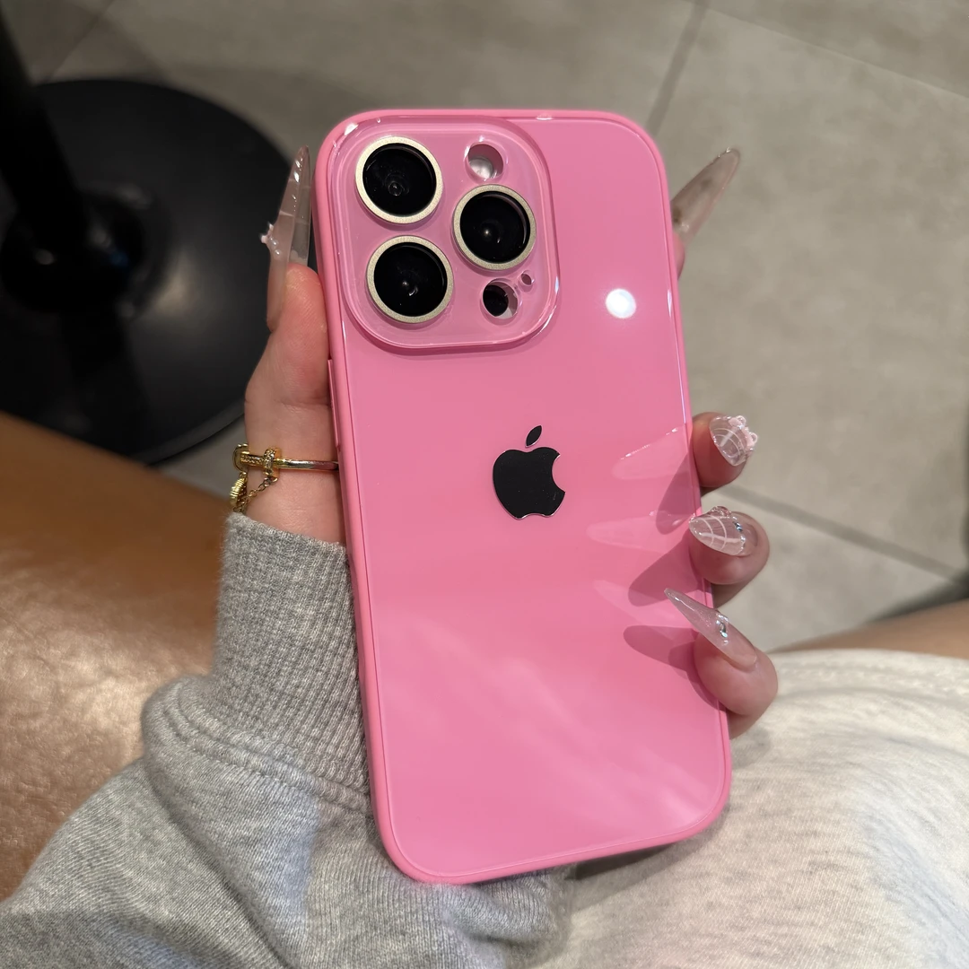 高级简约钢化玻璃适用苹果16promax手机壳iPhone15全包14新款13女