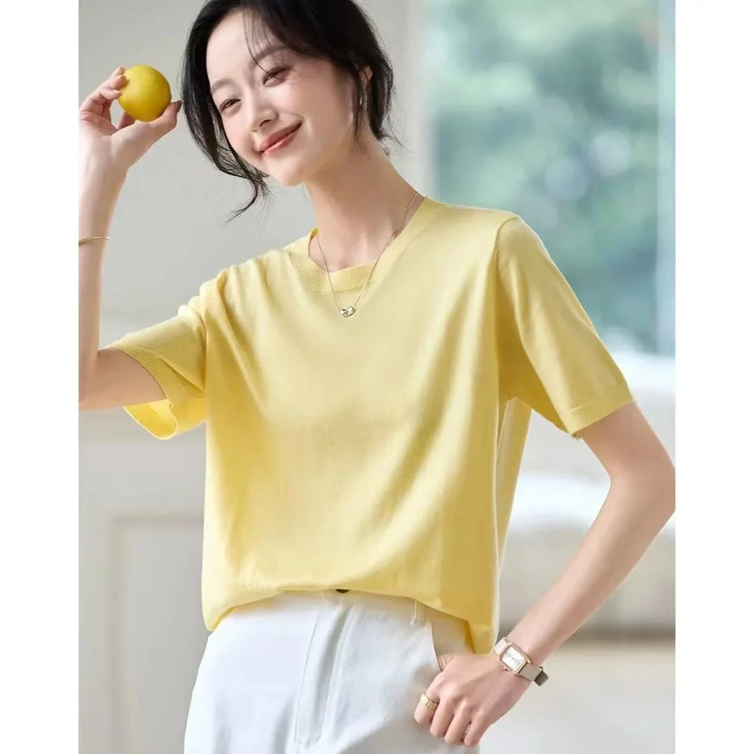 圆领冰感短袖100%莱赛尔 女式针织衫 25DAK0271