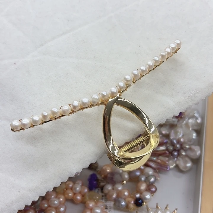 淡水珍珠发饰银S925镶嵌