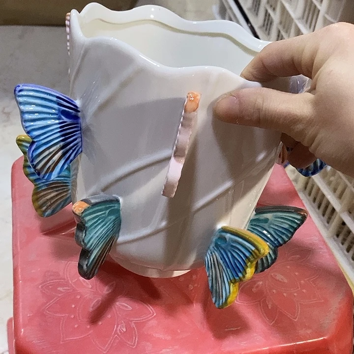 陶摆件陶盆有孔 瑕疵介意勿拍