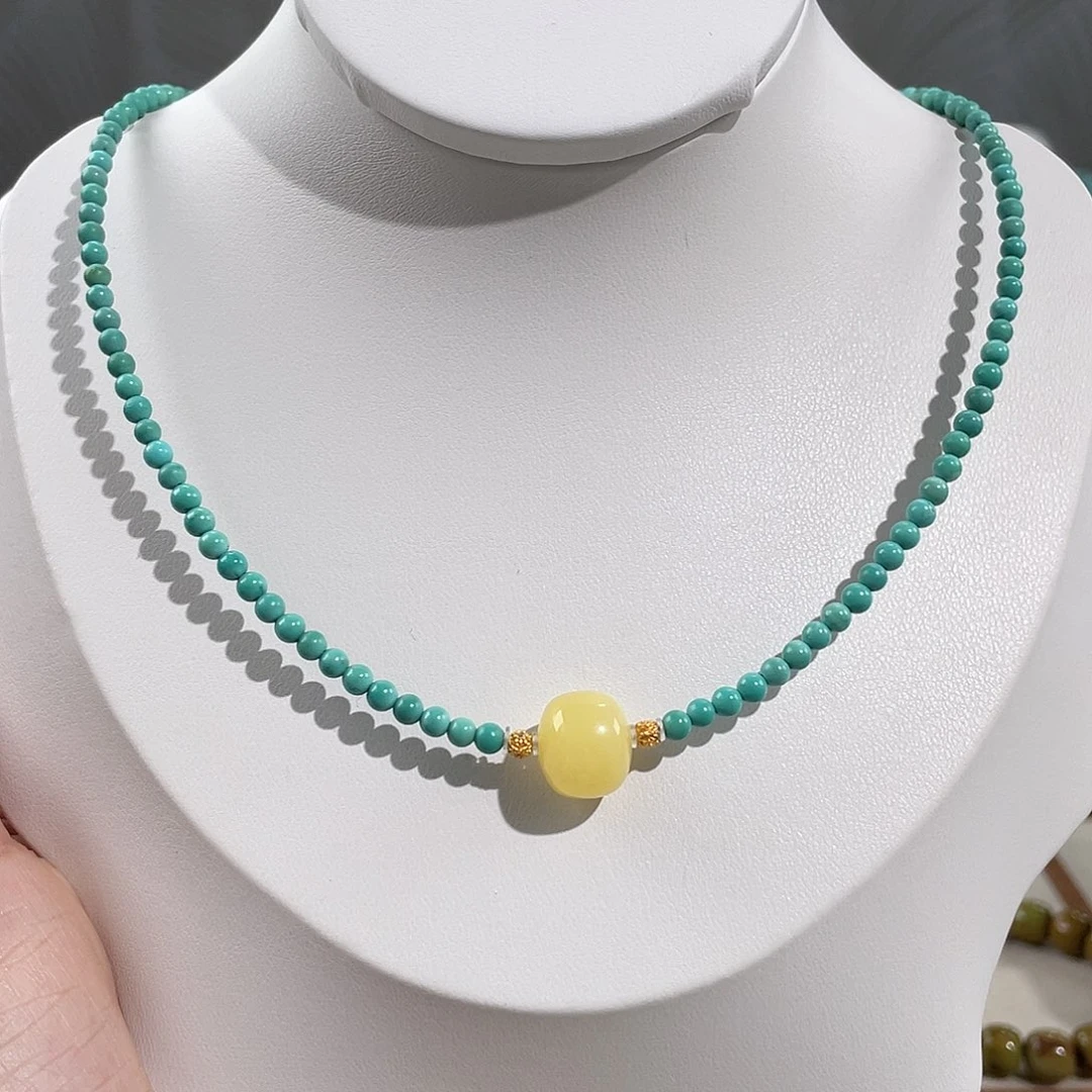 绿松石未镶嵌精品锁骨卡3+