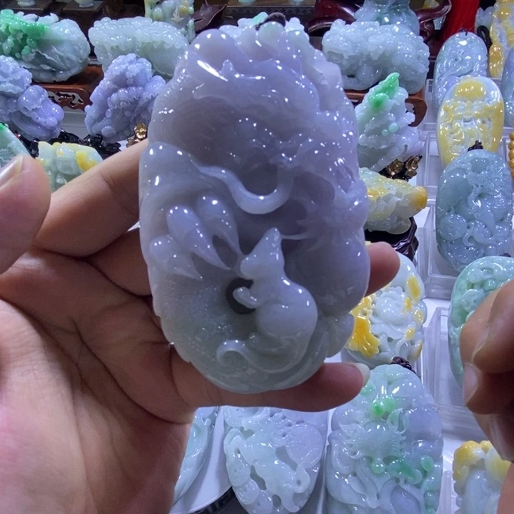 翡翠未镶嵌把件望子成龙