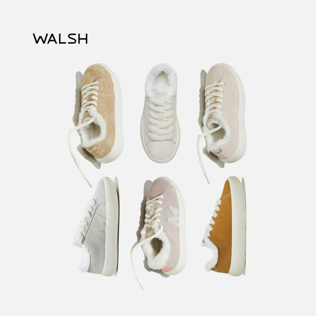 Norman Walsh× Blu Mali联名秋冬厚底加绒休闲运动板鞋百搭毛毛鞋