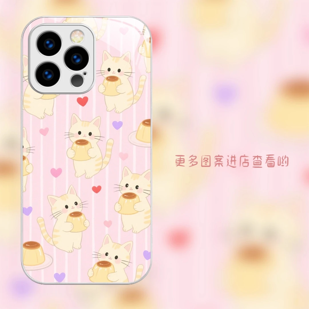 布丁猫咪适用于iPhone苹果17promax手机壳16/15/14网红13保护套12
