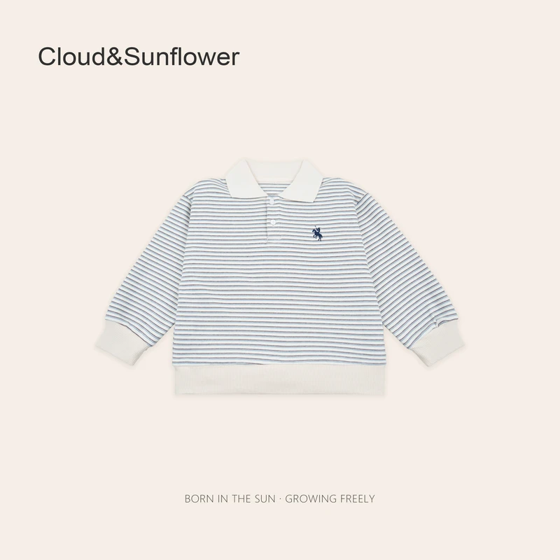 【云朵小葵】儿童春季翻领两粒扣小马条纹衬衫1113545