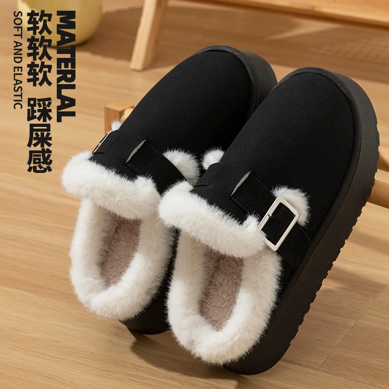 【爆款】2025秋冬季厚底勃肯鞋加绒保暖棉鞋女居家毛毛鞋雪地靴女外