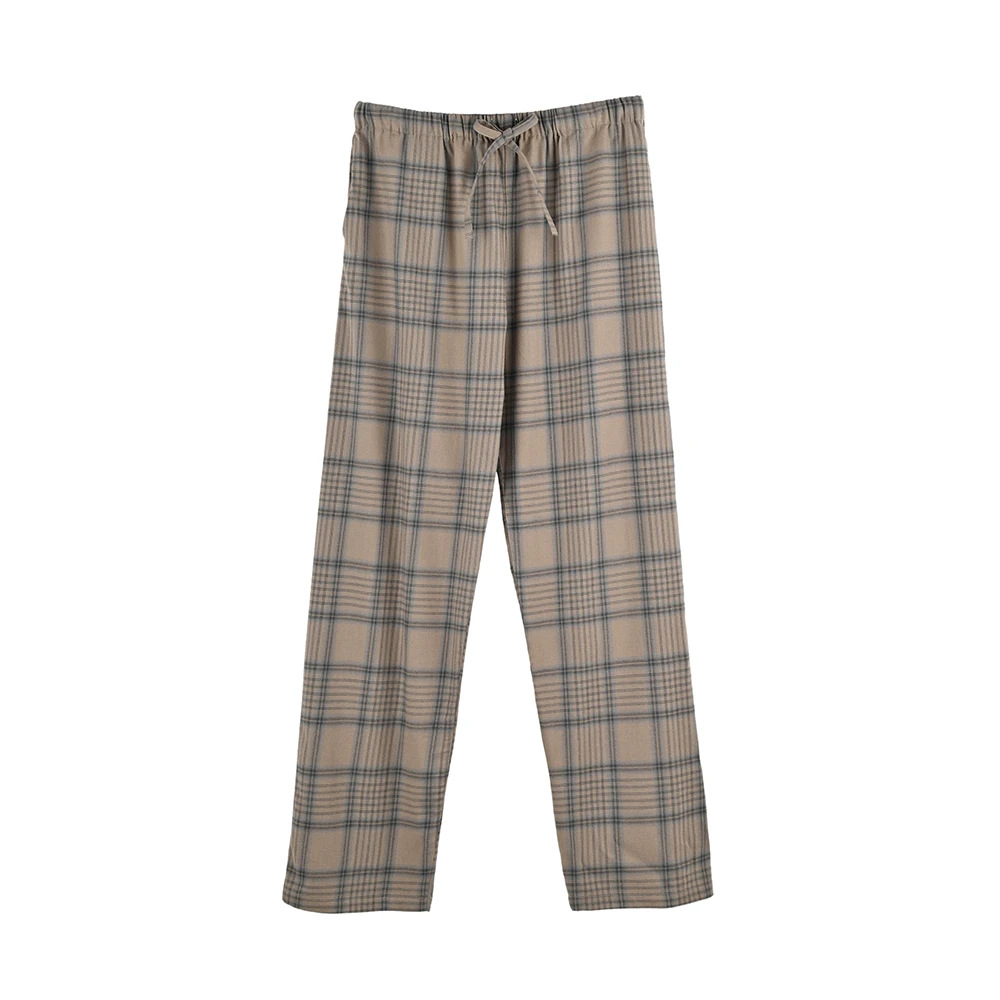 简约格子男女款全棉磨毛长裤 睡裤家居裤子纯棉秋季可外穿无印风