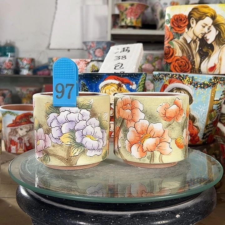 景德镇手绘花盆性价比超高的直播间