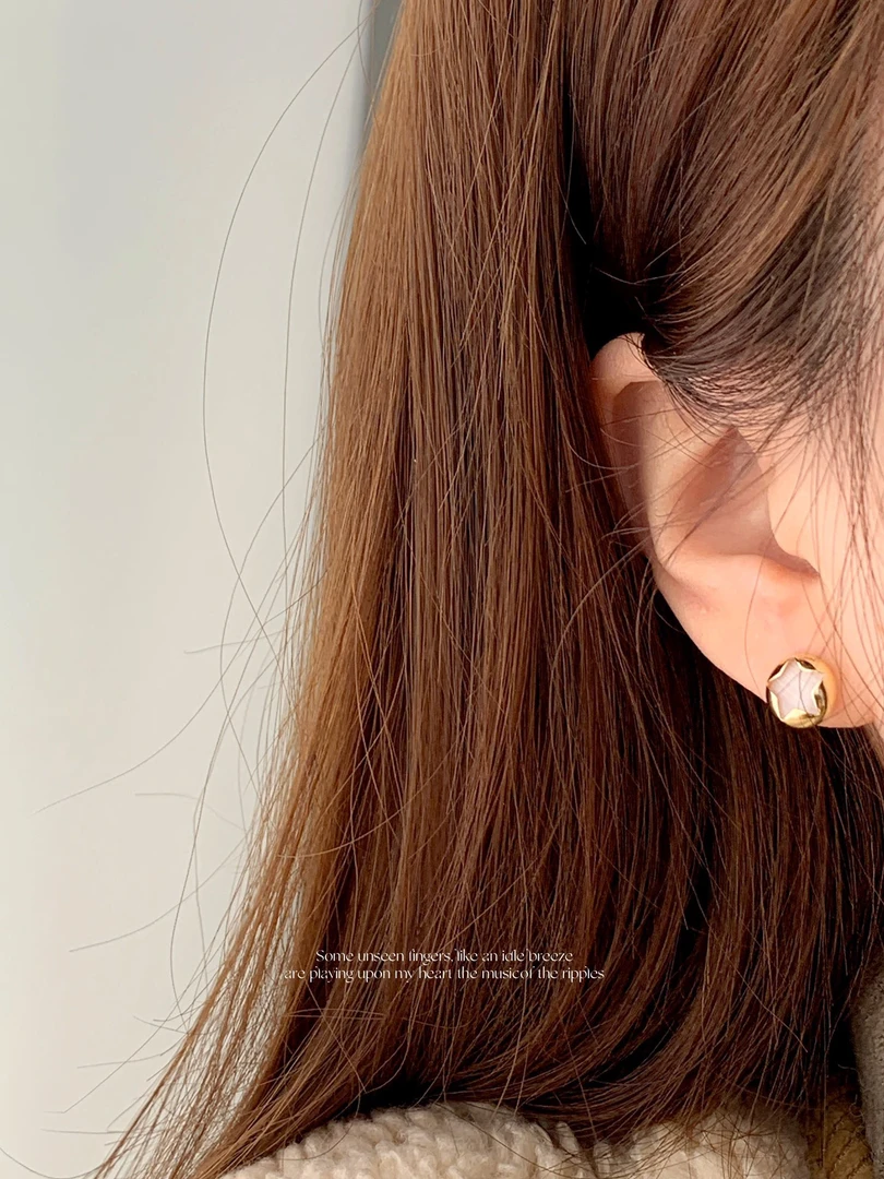 合金耳饰 爆款猫眼石星芒小耳钉925银针铜镀14K金