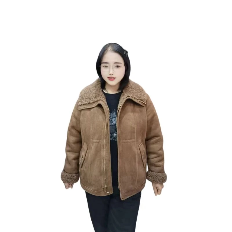 胖姐服饰秋冬冬季加厚女外套女保暖宽松拉链短外套140斤至225斤穿