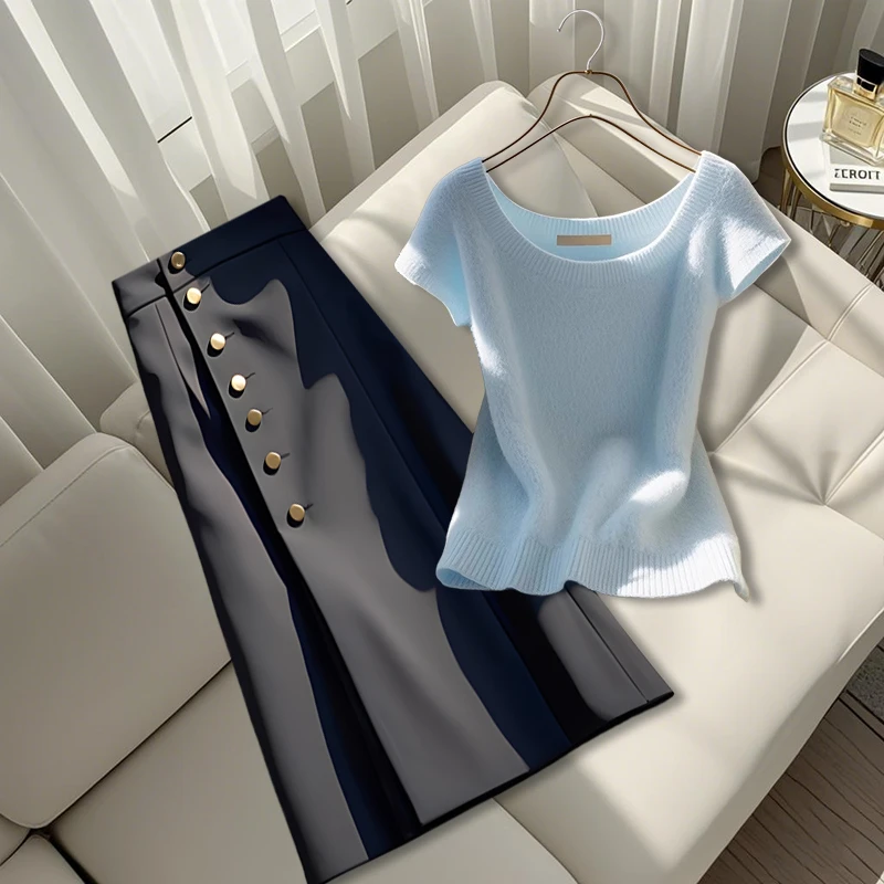 2025夏季新款高级感穿搭洋气独特别致显瘦上衣小众时尚百搭半身裙