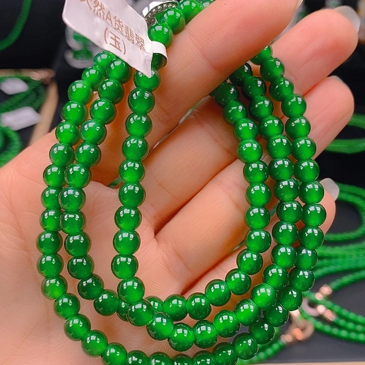 翡翠未镶嵌耳饰天然A货翡翠珠链6