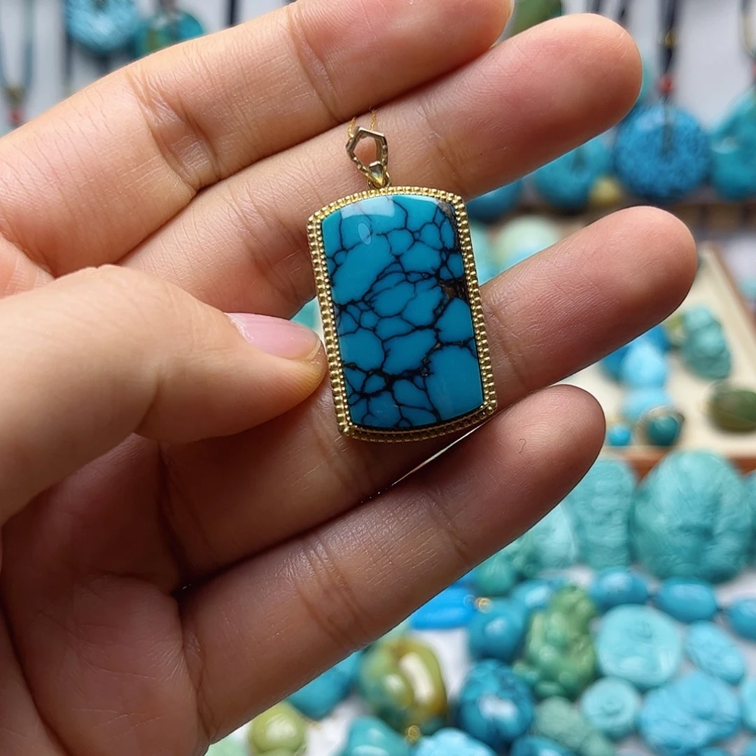 绿松石银S925镀金镶嵌珠宝奇石