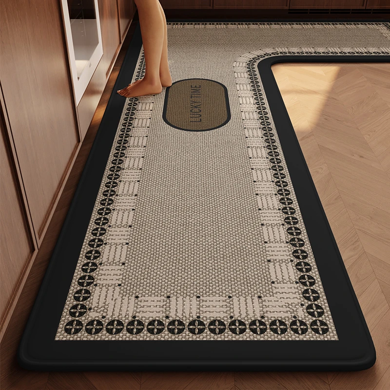 轻奢简约现代厨房地垫L形一体防滑脚垫吸水吸油防摔耐脏保护垫