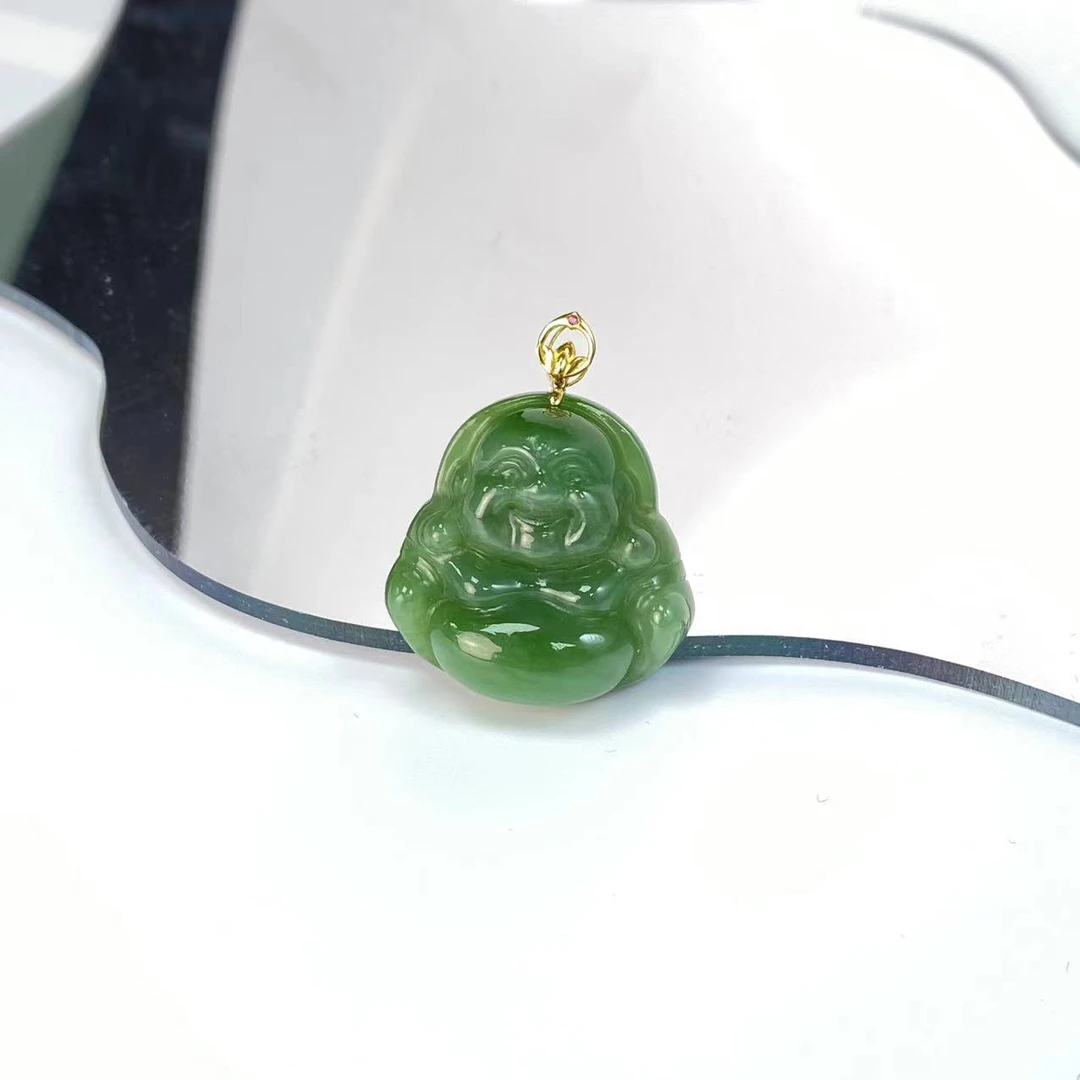 Y09H10【一阳珠宝】18k金和田玉佛公吊坠【尺寸29*29mm+】多样性发一