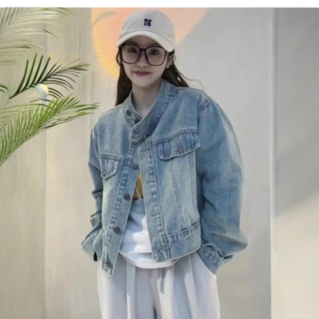 韩版小众设计感水洗牛仔外套女春季新款2025时尚休闲百搭短款上衣