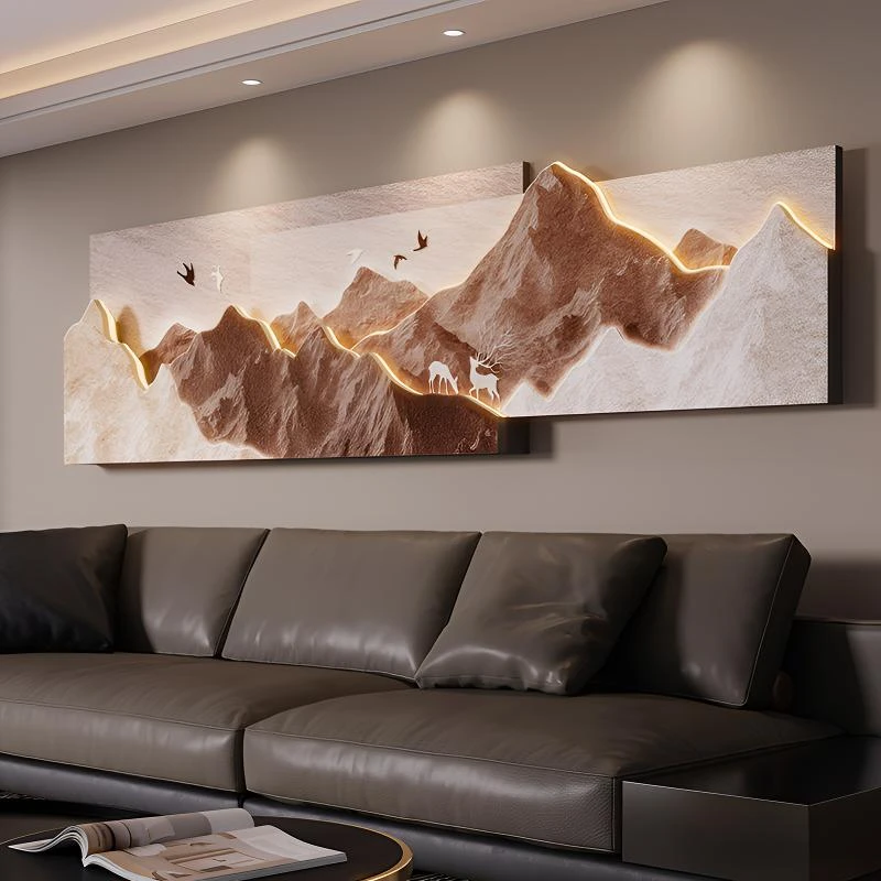 轻奢高级感客厅沙发背景墙挂画背有靠山立体装饰画客厅背景墙挂画