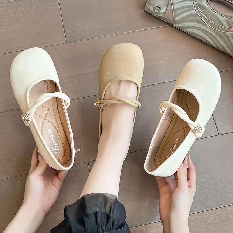 新款裙子豆豆鞋单鞋休闲复古软底妈鞋平底防滑耐磨百搭舒适温柔