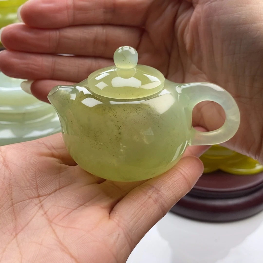 岫玉未镶嵌四大名玉手把壶