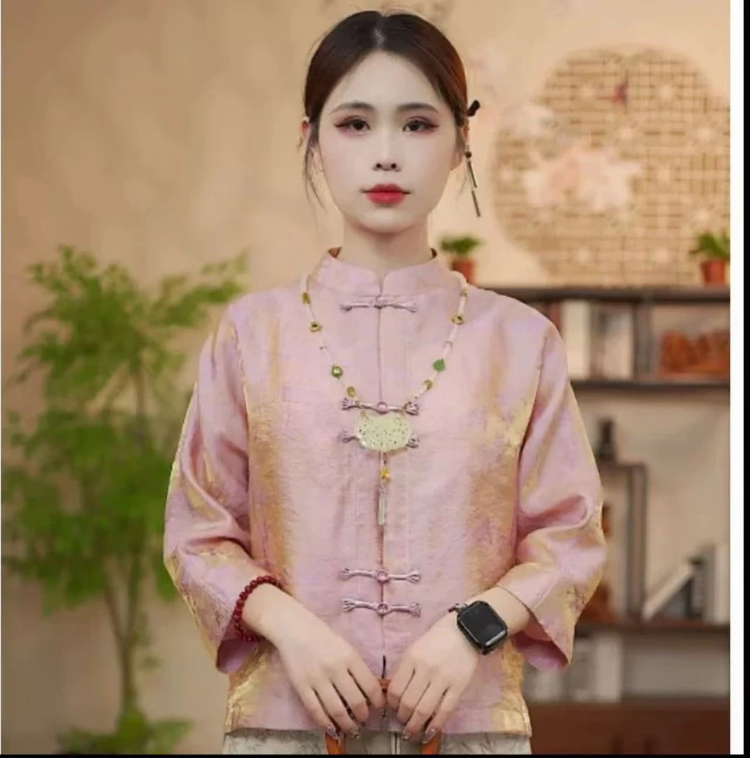 【流光溢彩】浮光锦新中式时尚洋气防晒外套女国风盘扣小衫