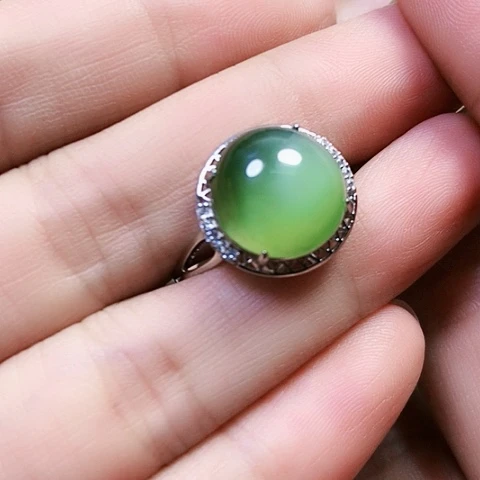 和田玉戒指银S925镶嵌