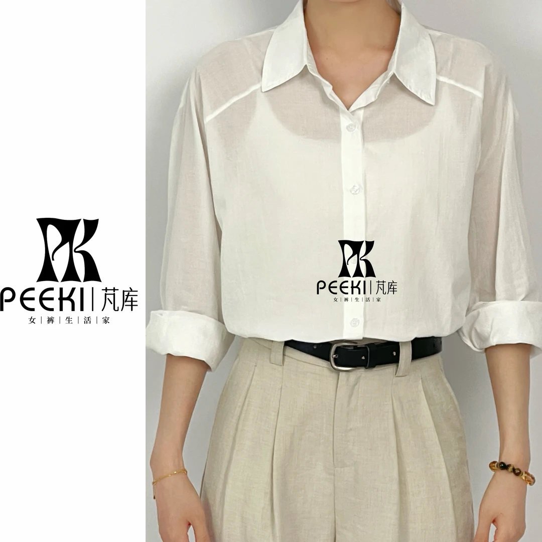芃库2025夏新款亚麻防晒衬衫女高级休闲百搭宽松上衣2571