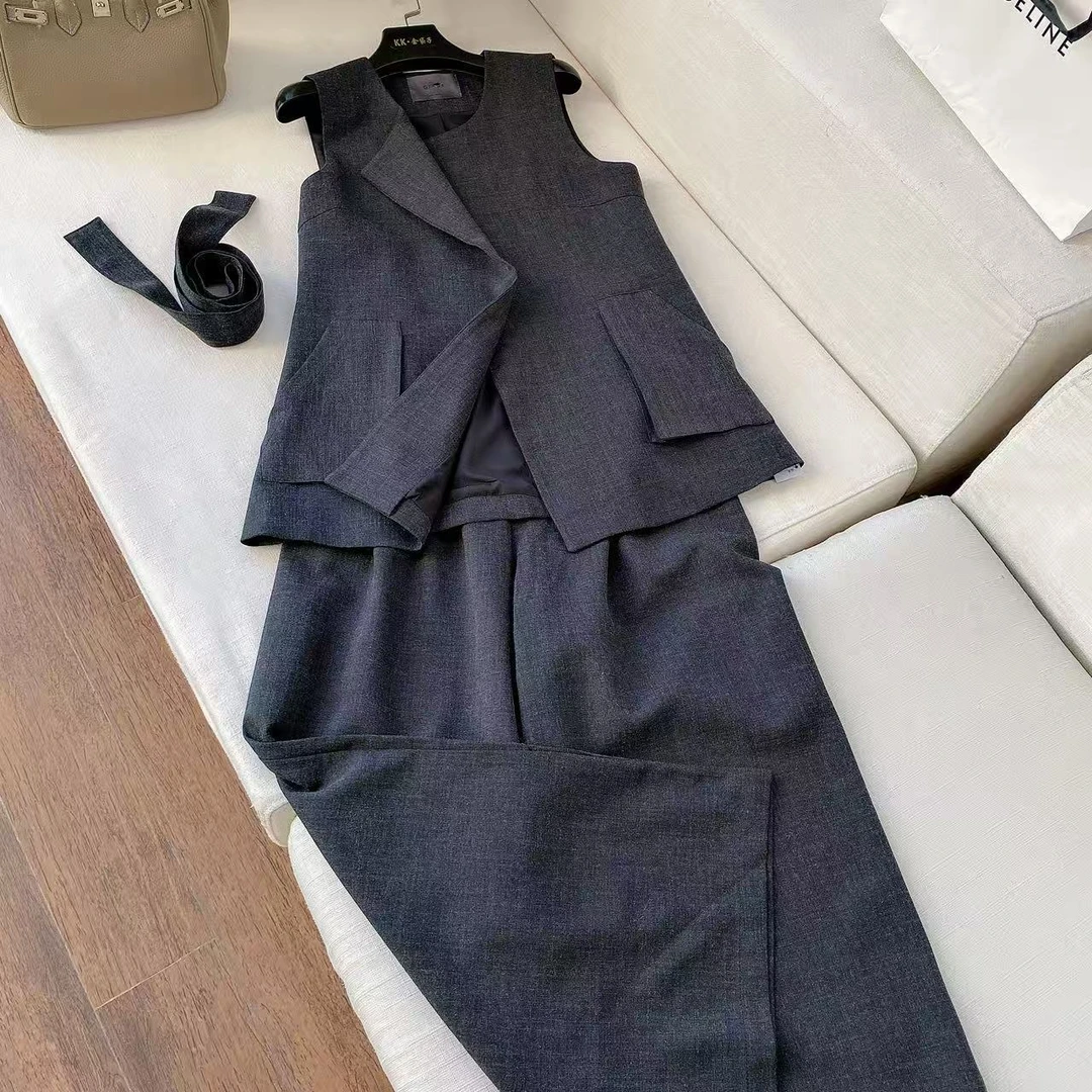 【K姐私家定制】剪标款-轻熟风时尚无袖马甲套装休闲女装-253B52001