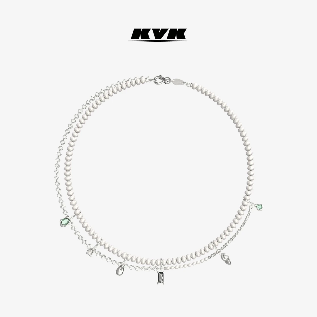 链子925银锆石 【徐明浩同款】KVK SPIDER蛛序系列珍珠毒液项链时尚
