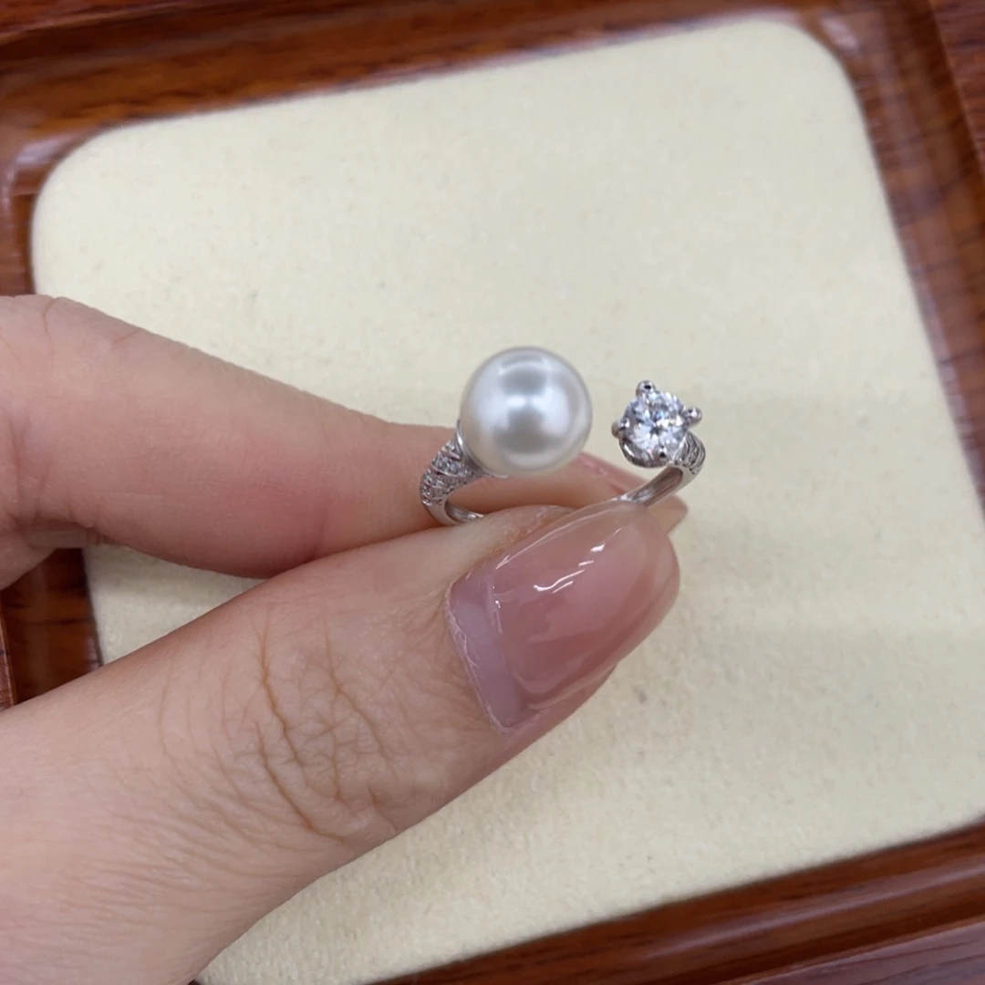 戒指银S925镶嵌海水珍珠