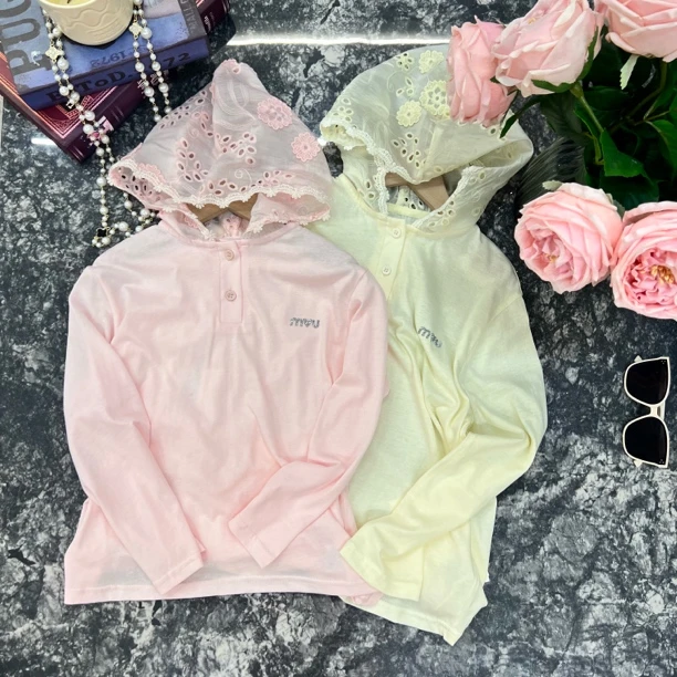 蕾丝帽子儿童夏季防晒T长袖，高品质大T