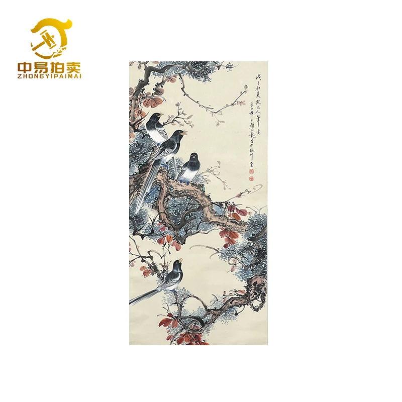 1852颜老师花鸟轴48*100cm