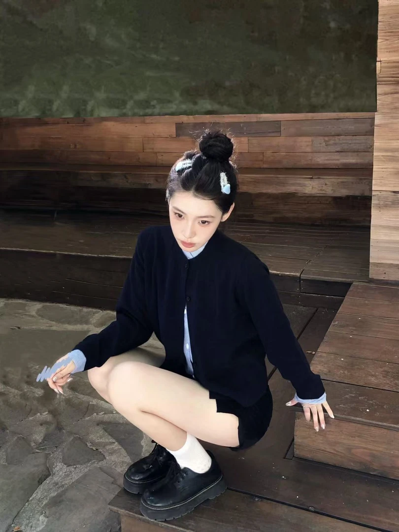 2025秋季新款韩版甜美假两件拼接毛衣miu系穿搭高腰半身裙两件套