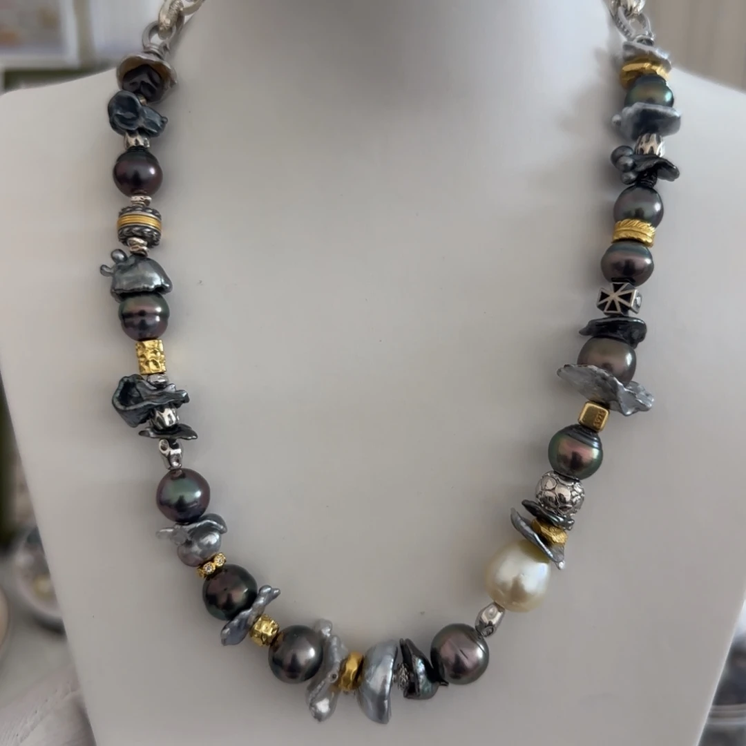 银S925镶嵌海水珍珠颈饰