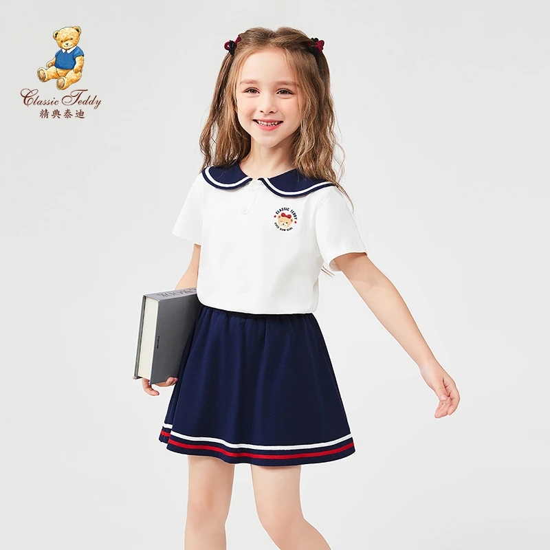 精典泰迪学院风女童套装儿童套装甜美短裙女童套装TD2402098YQ