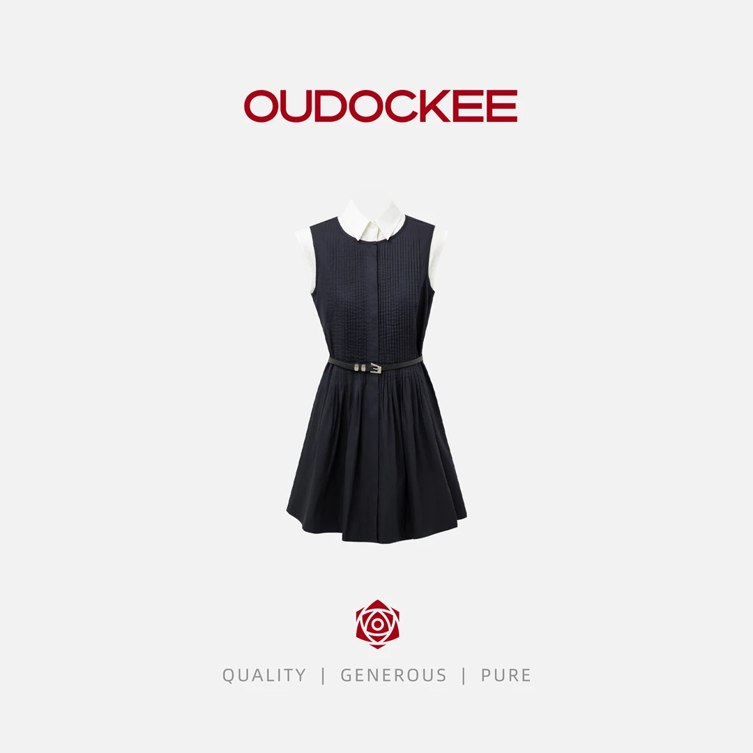 OUDOCKEE 鸥鸥【100棉】公主病 黑色连衣裙时尚韩版 L2502X315T