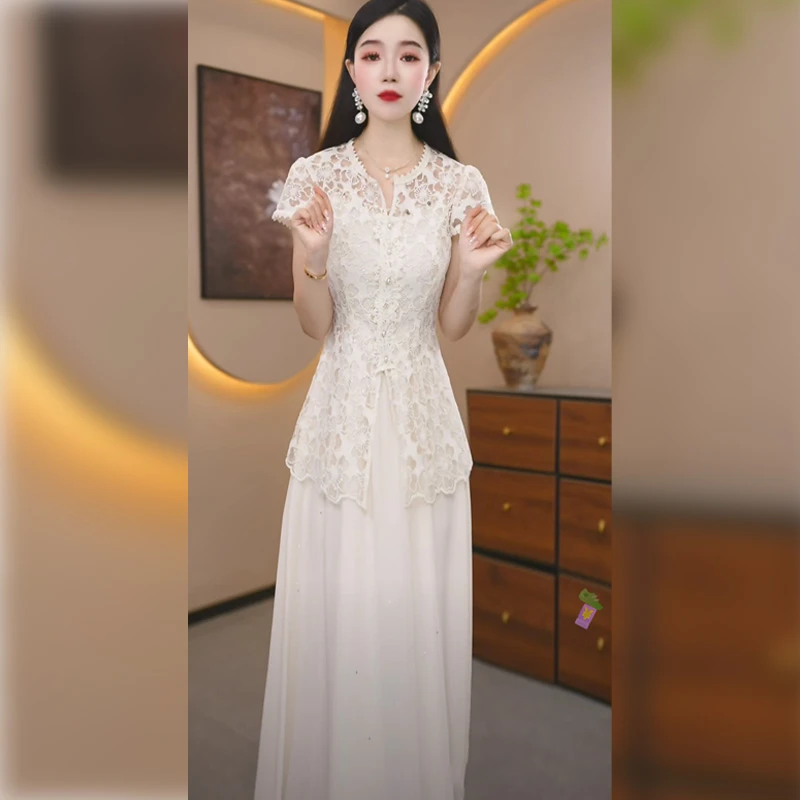 梦莎姿蕾丝外搭套装裙女夏季2025新款高端减龄吊带连衣裙两件套潮