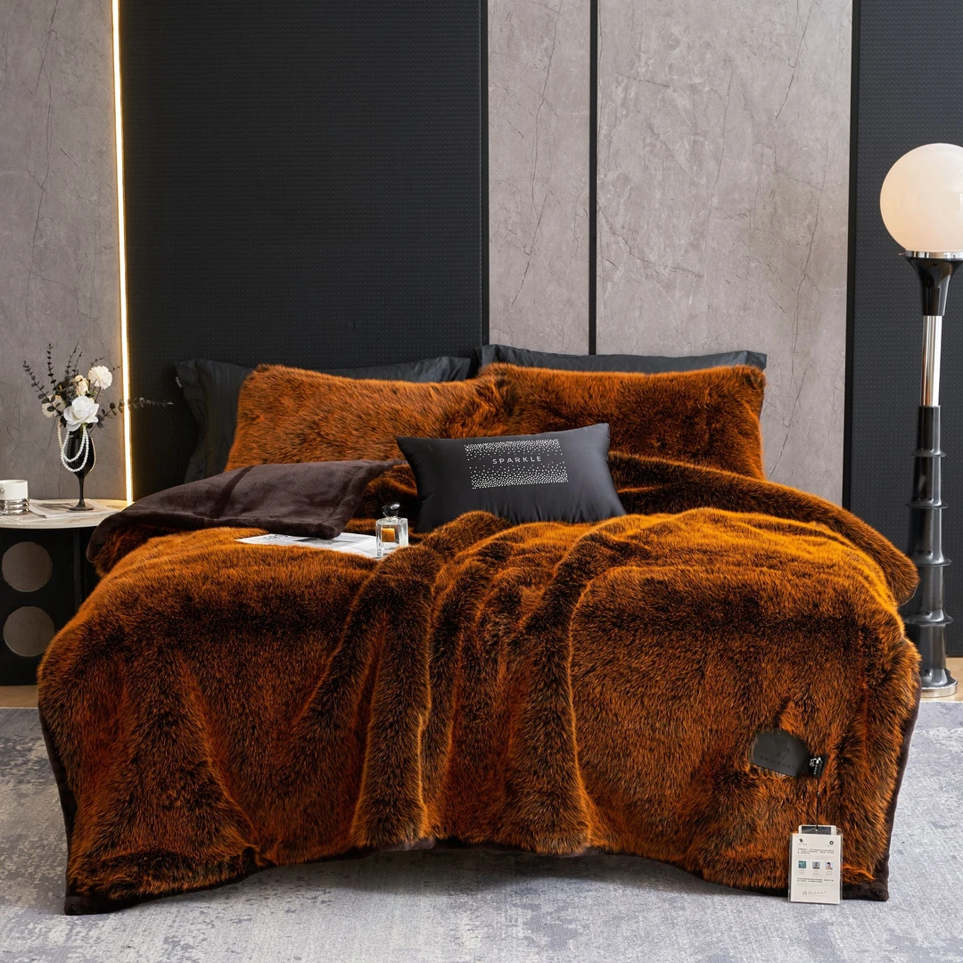 高奢贵妇专享仿狐狸毛毯被秋冬加厚双面加厚