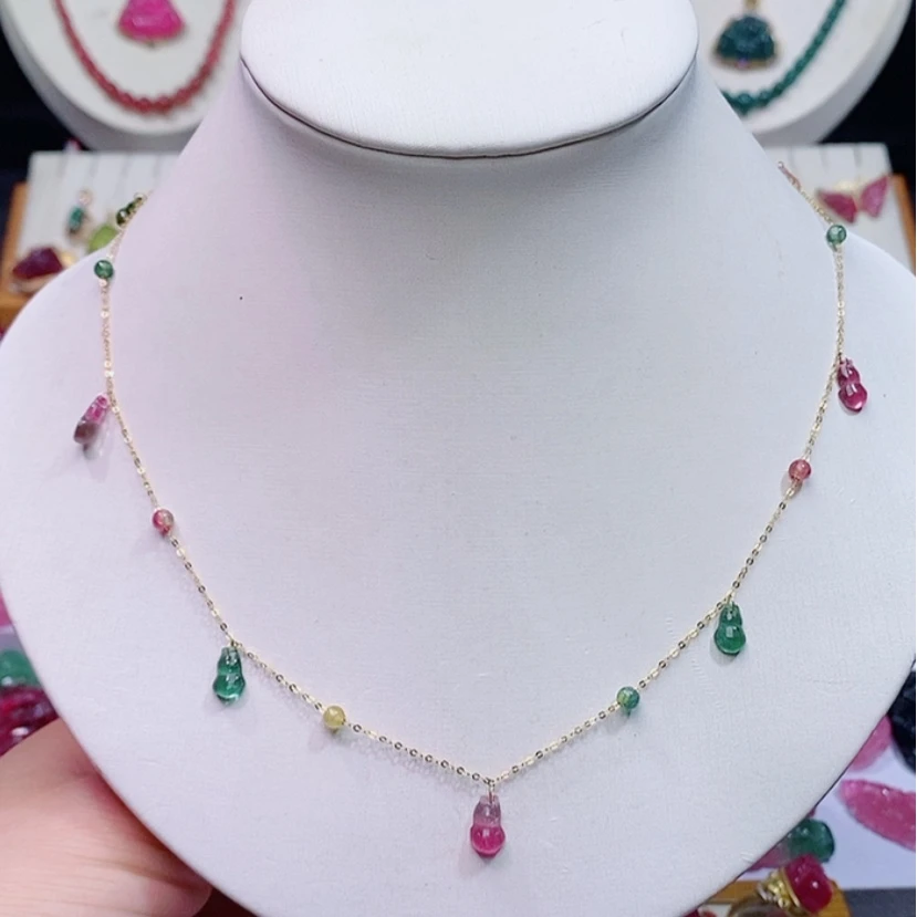 【闪购商品】碧玺颈饰18K金镶嵌碧玺项链