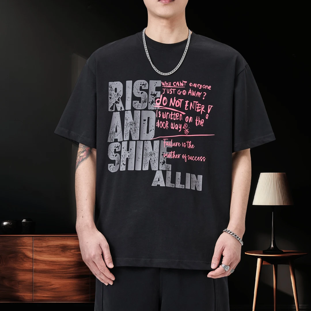 美式高街潮牌纯棉印花短袖T恤男夏2025新款痞帅大码情侣半袖体恤