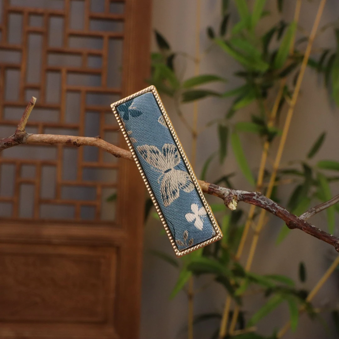 【青花蝶舞】非遗宋锦发夹-古风可爱日常手工制作