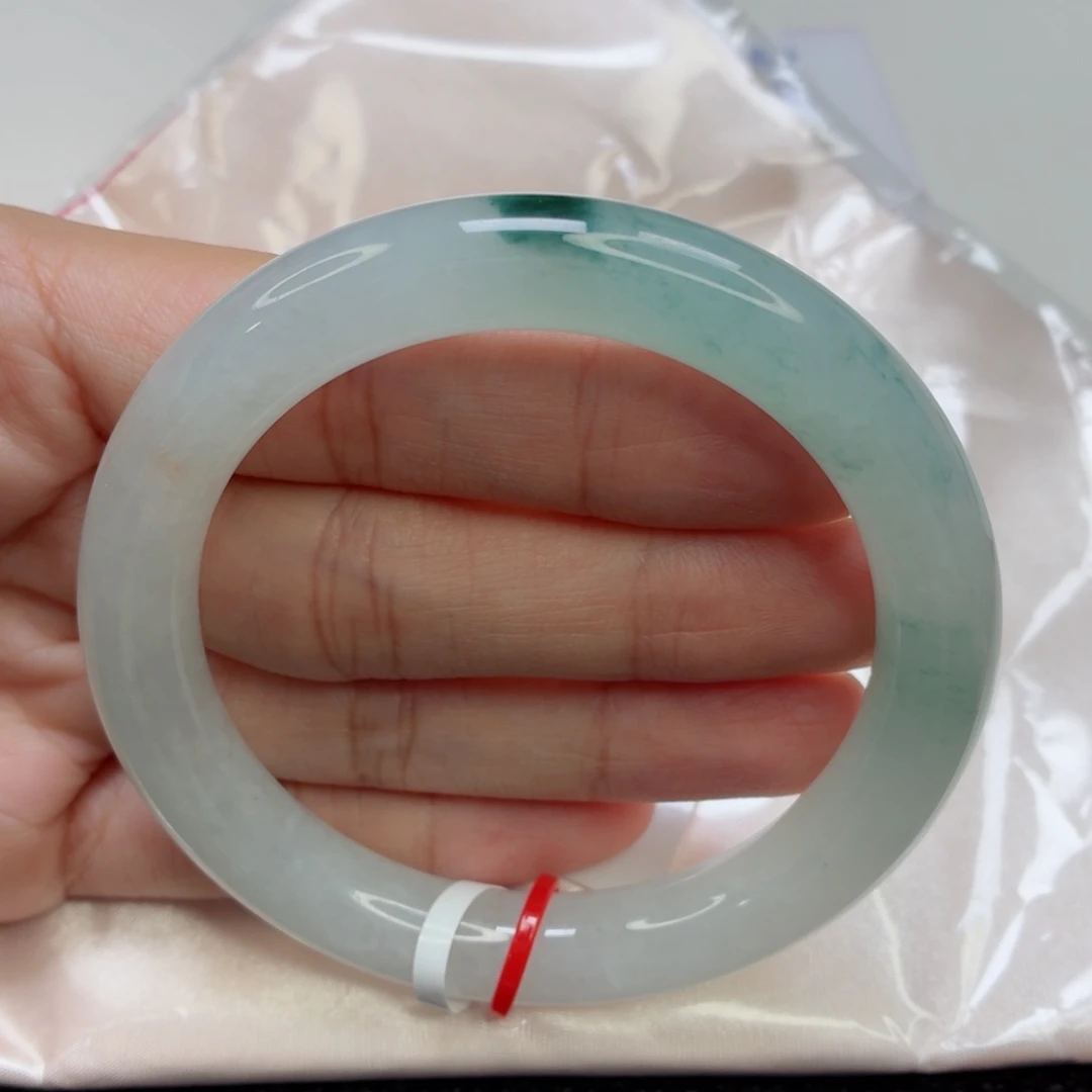 翡翠未镶嵌手镯老坑56圈冰飘花洒金020