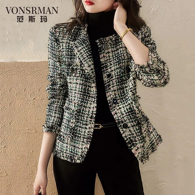 小香风外套女2025秋季新款爆款轻奢粗花呢小个子名媛短款西服上衣