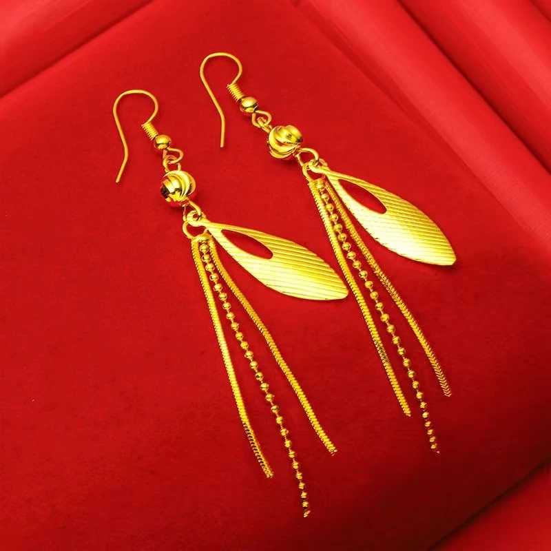 铜合金耳饰 时尚流苏转运珠耳饰气质色植物花卉百搭民族风素款