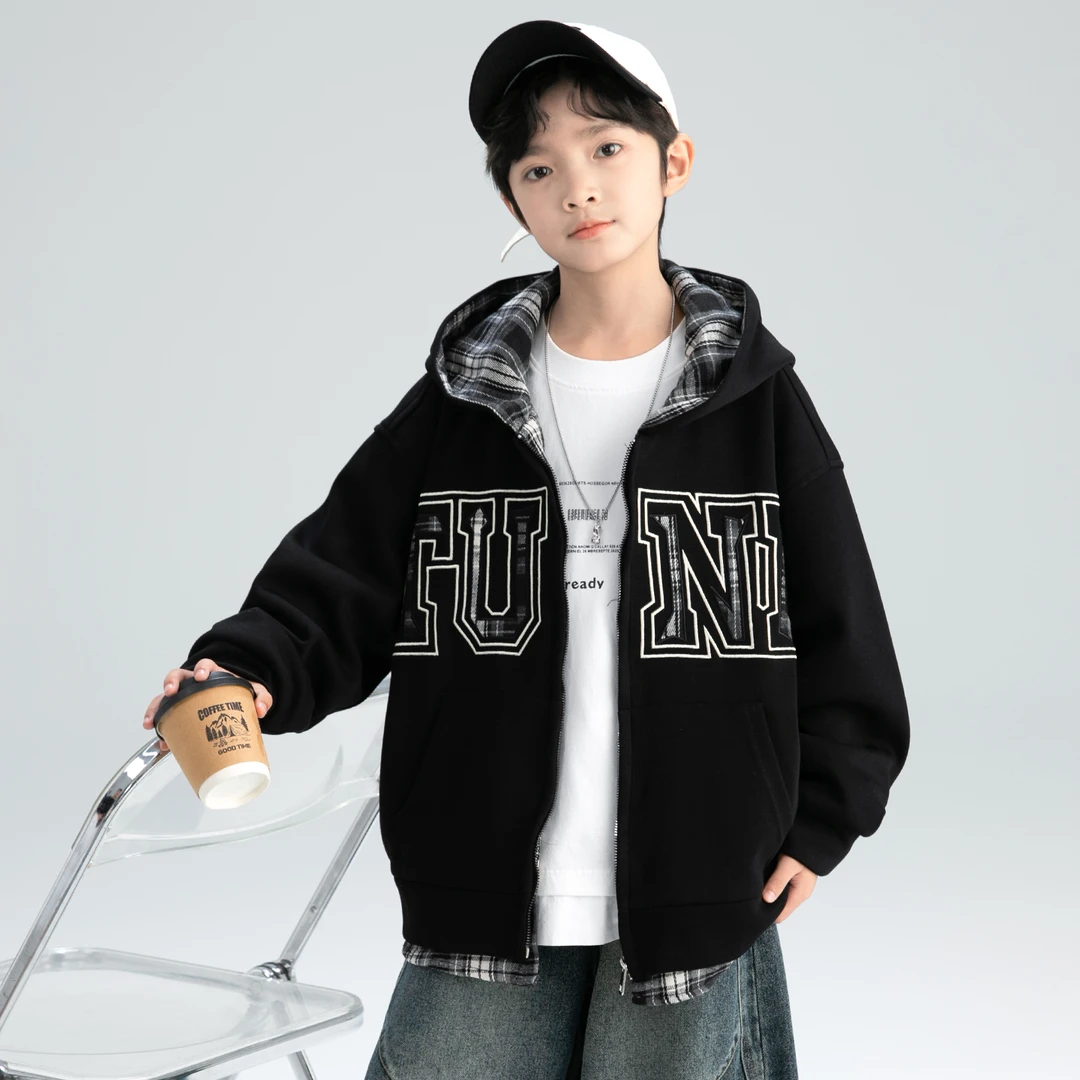 男童春秋款新款秋季长袖中大儿童男孩秋装连帽外套网红潮A5378