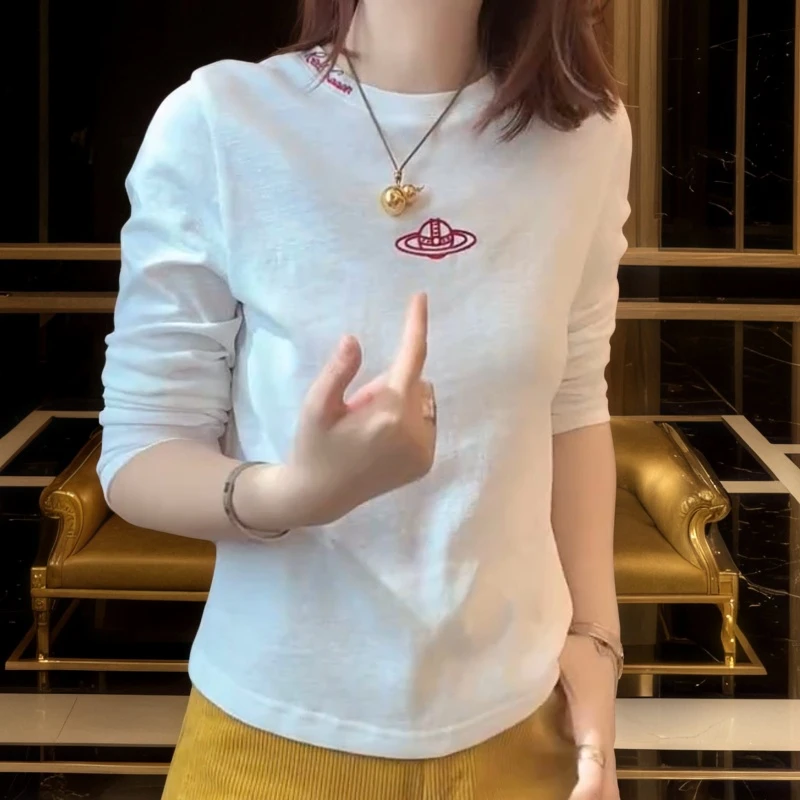 新款刺绣圆领长袖时尚休闲宽松简约百搭长袖LK2507152