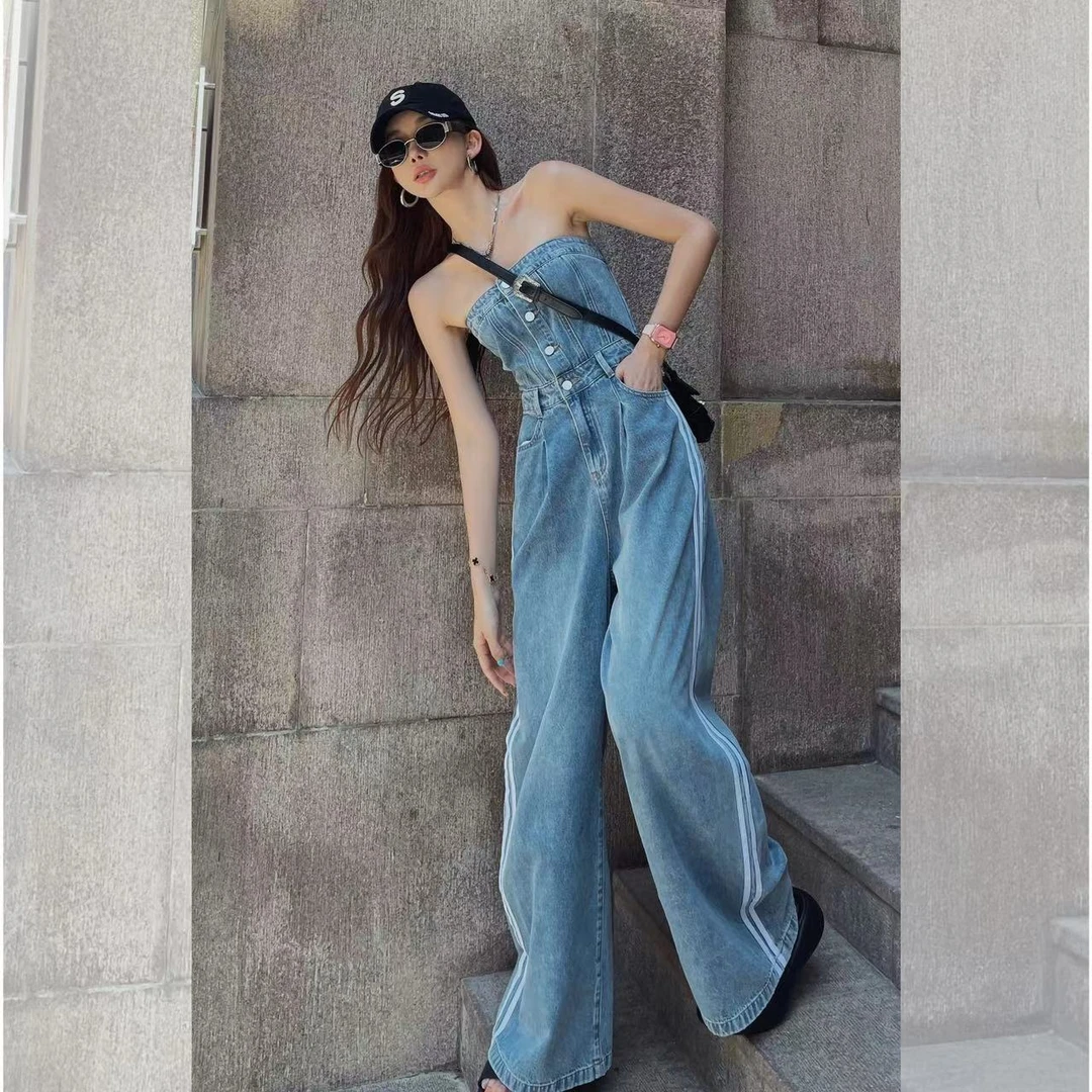 婉君【无法抗拒连体裤】一字肩高级感显瘦美式连体裤LWJ23A1K470