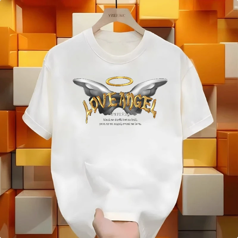 百搭洋气宽松圆领夏季t恤夏装短袖男女款凉感印花T恤休闲