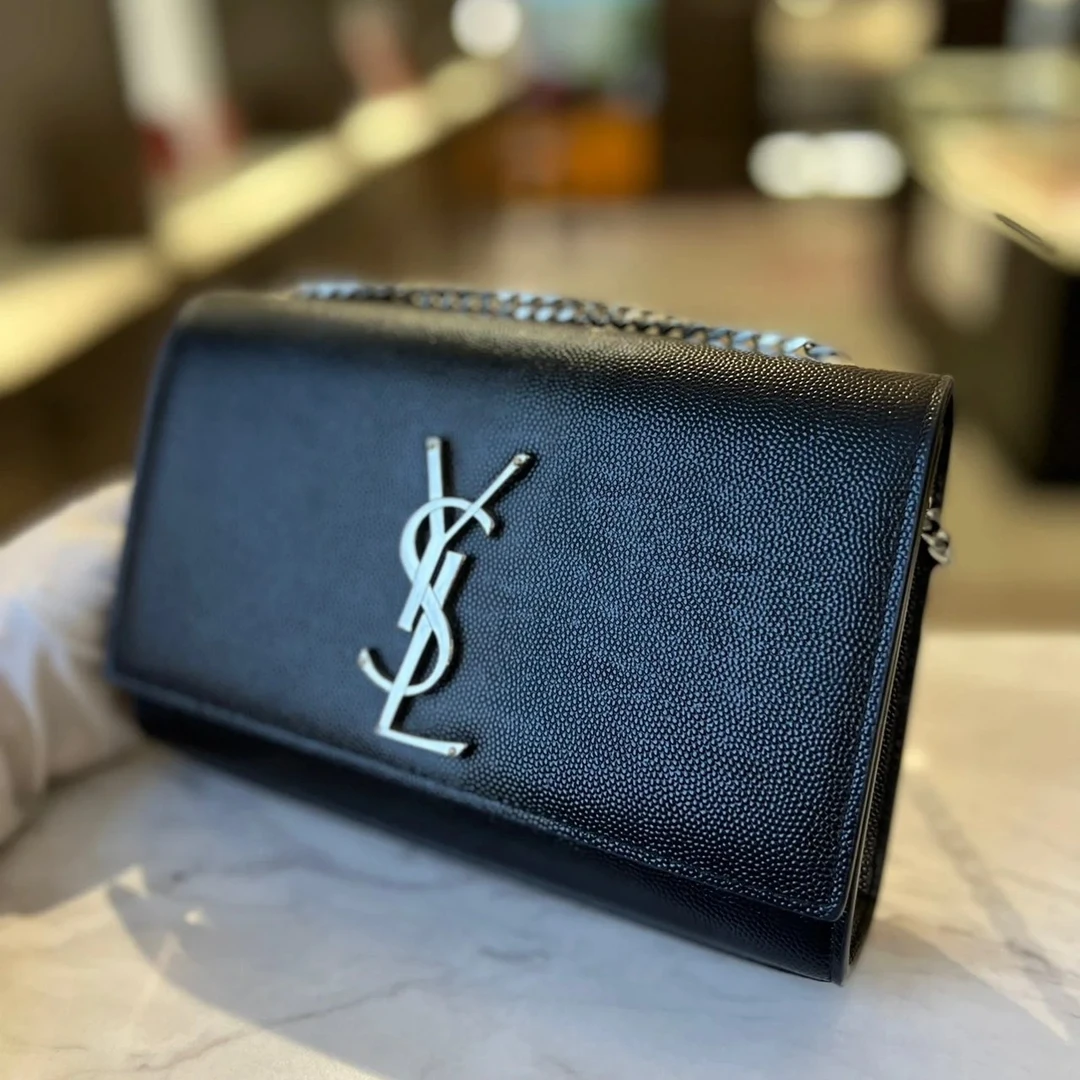 95新 YSL/圣罗兰 YSL鱼子酱黑银kt 24070156-03